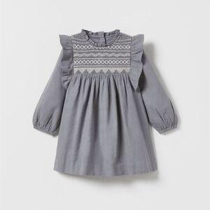 Zara Gray Kids Dress with Ruffle Sleeves